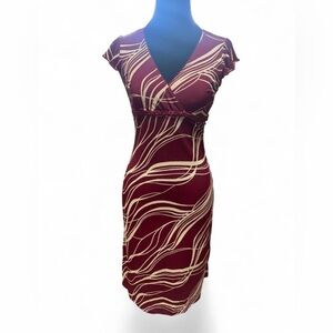 Y2K fairycore wine red midi dress coquette flutter sleeve empire waist 2000s vtg